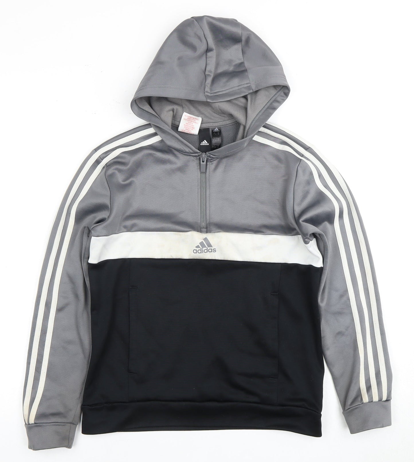 Adidas Boys Grey and Black Pullover Hoodie, M