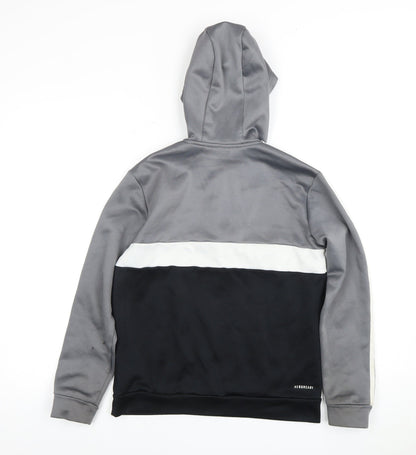 Adidas Boys Grey and Black Pullover Hoodie, M