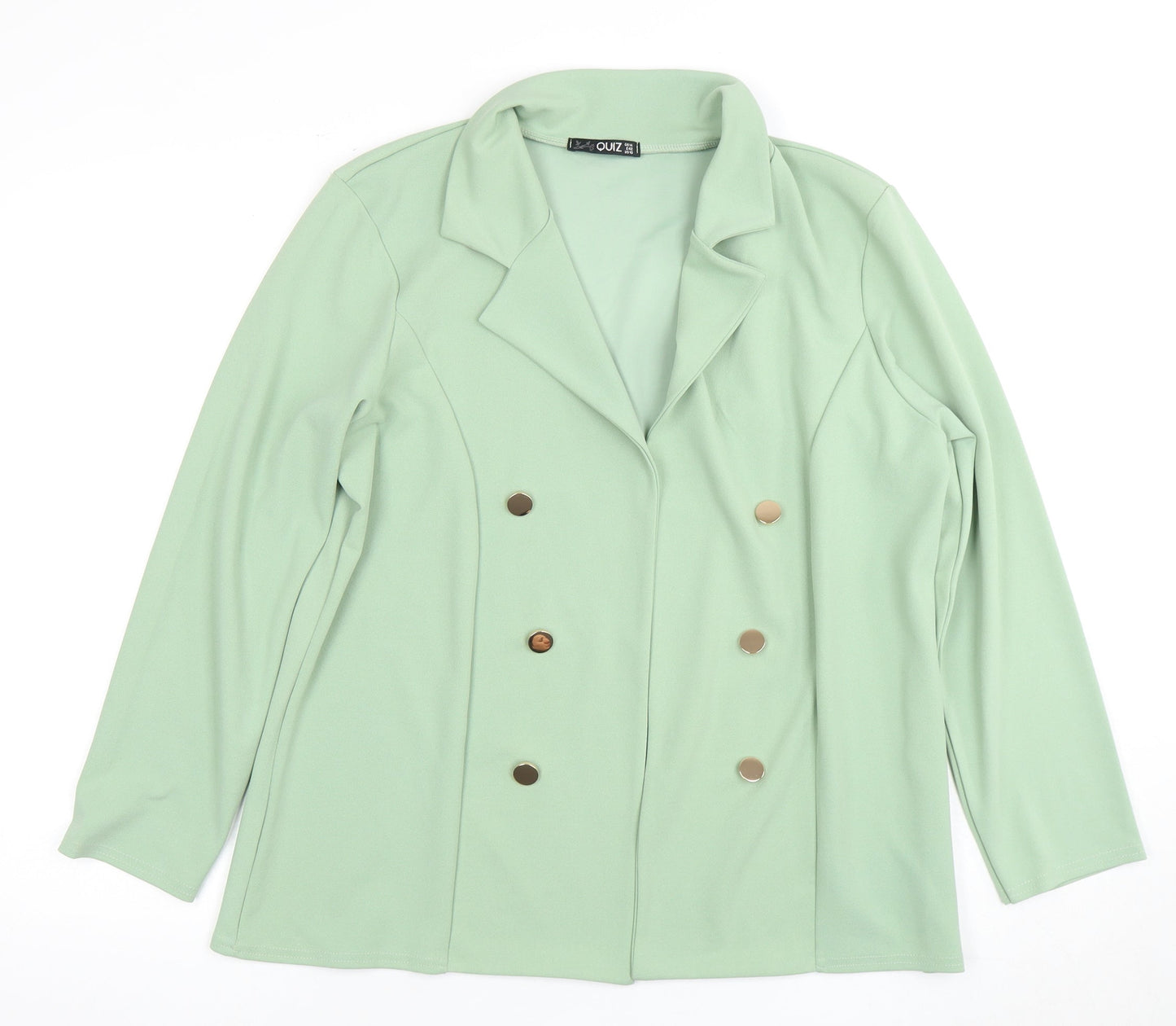 Quiz Women's Green Double-Breasted Blazer, Size 14