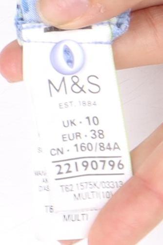 Womens UK Size 10 Marks and Spencer Multicoloured Basic Blouse