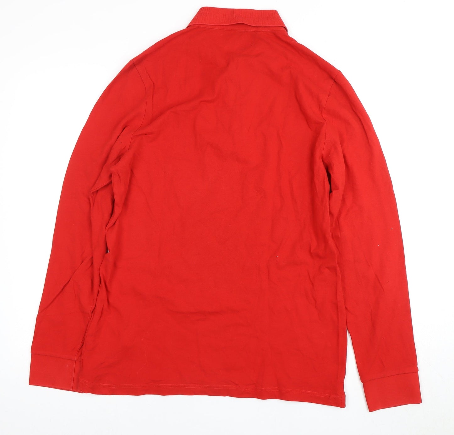 Hugo Boss Men's Red XL Slim Fit Long Sleeve Polo