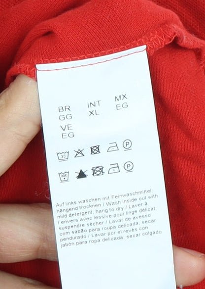 Hugo Boss Men's Red XL Slim Fit Long Sleeve Polo