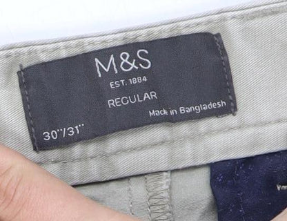 Marks and Spencer Men's Beige Chino Trousers, Size 30