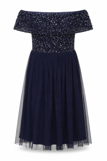 Roman Women's Blue A-Line Sequin Long Dress