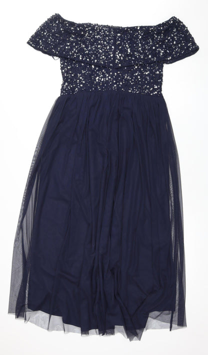 Roman Women's Blue A-Line Sequin Long Dress