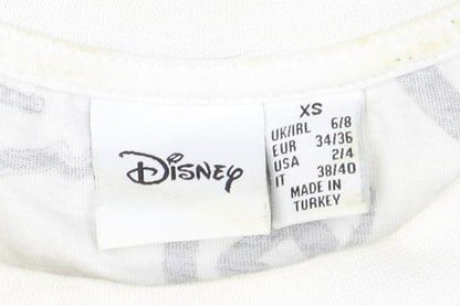 Womens UK Size XS Disney White Basic T-Shirt