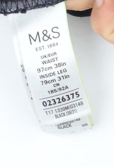 Marks and Spencer Men's Black Slim Jeans, Size 34