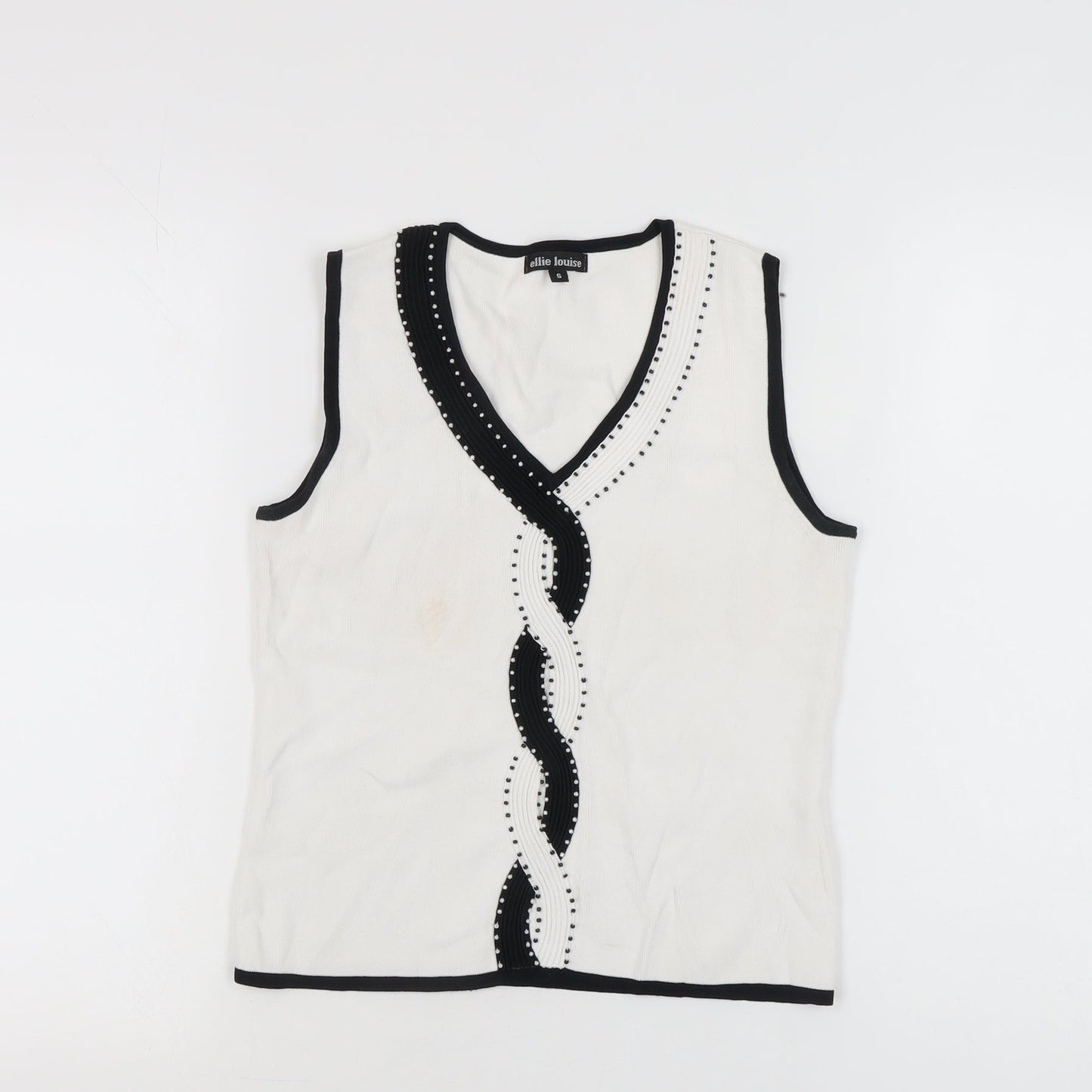 Womens UK Size S Ellie Louise White Basic Tank