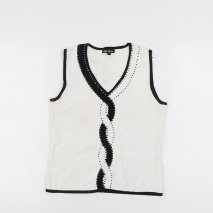 Womens UK Size S Ellie Louise White Basic Tank