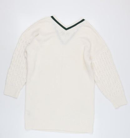ASOS Women's White Knit V-Neck Dress Size 10