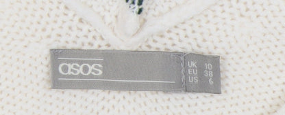 ASOS Women's White Knit V-Neck Dress Size 10