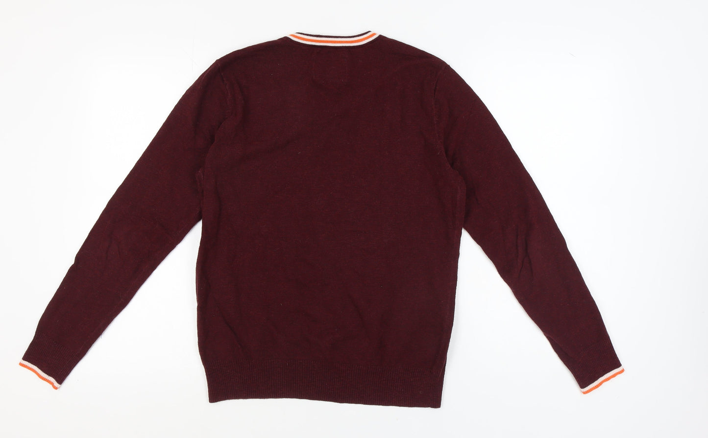 American Eagle Men's Red V-Neck Pullover Jumper S