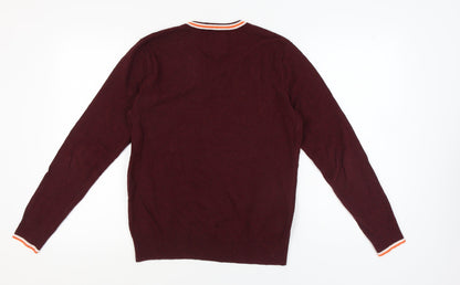 American Eagle Men's Red V-Neck Pullover Jumper S