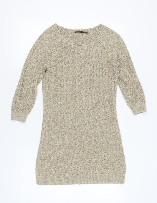 Massimo Dutti Women's Beige Jumper Dress M