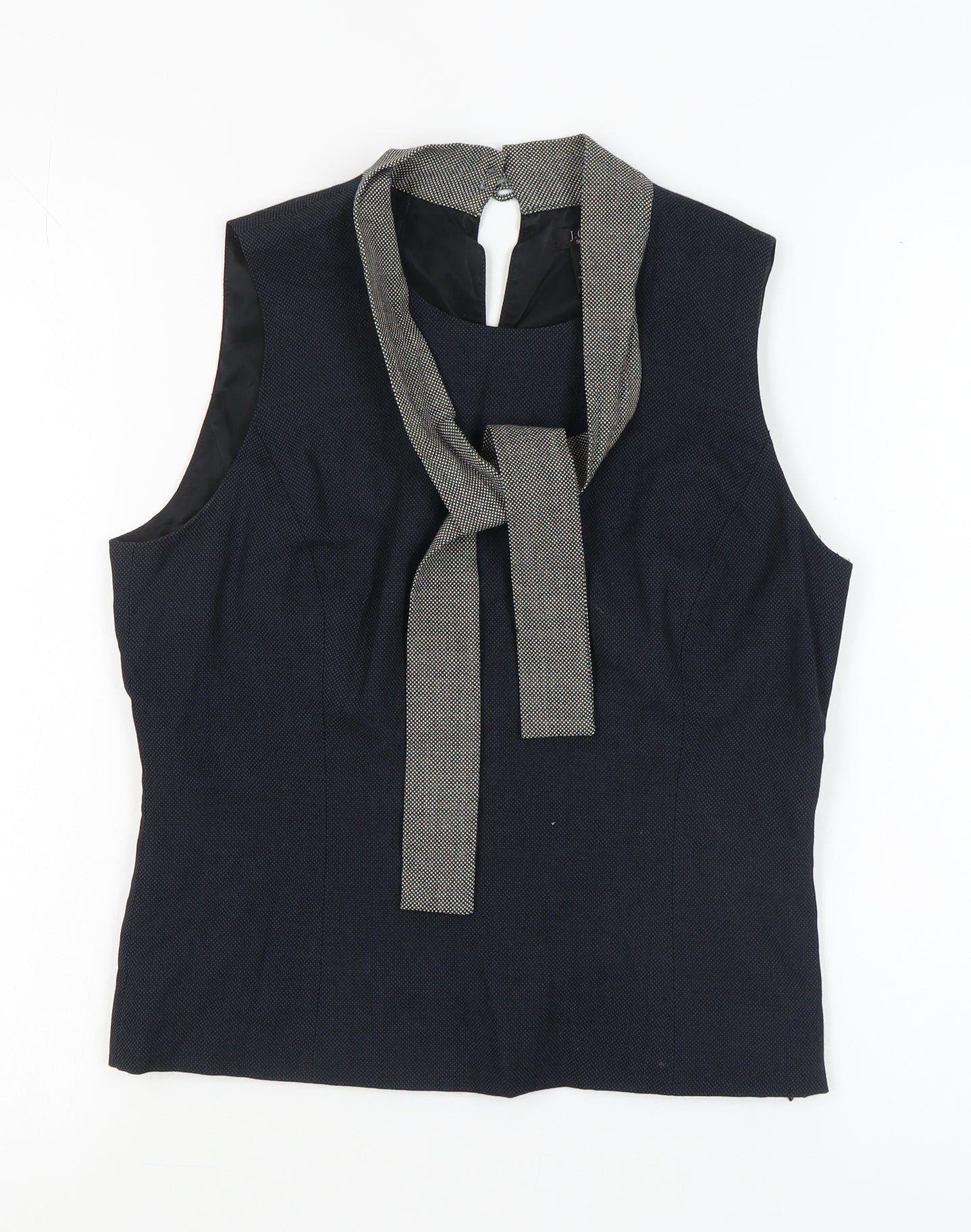 J.Crew Women's Black Sleeveless Wool Top, Size 8, High Neck
