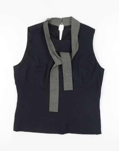 J.Crew Women's Black Sleeveless Wool Top, Size 8, High Neck