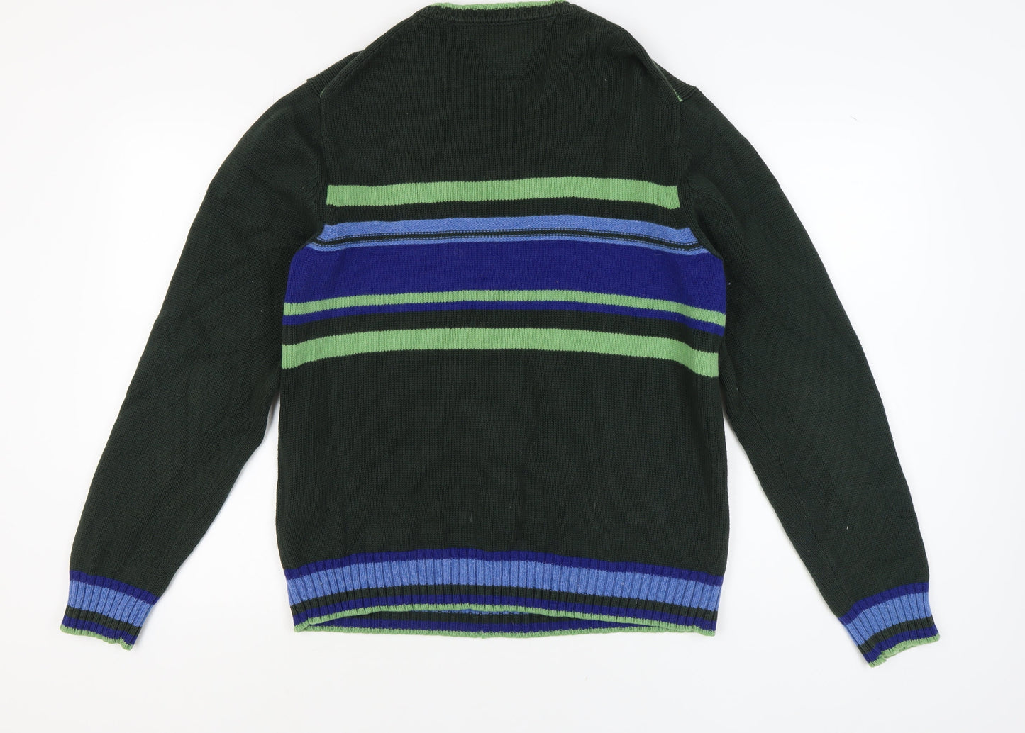 Tommy Hilfiger Men's Green L Striped Pullover Jumper