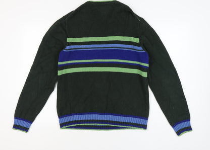 Tommy Hilfiger Men's Green L Striped Pullover Jumper