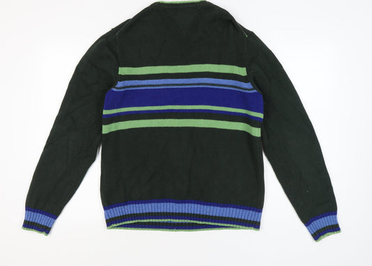Tommy Hilfiger Men's Green L Striped Pullover Jumper