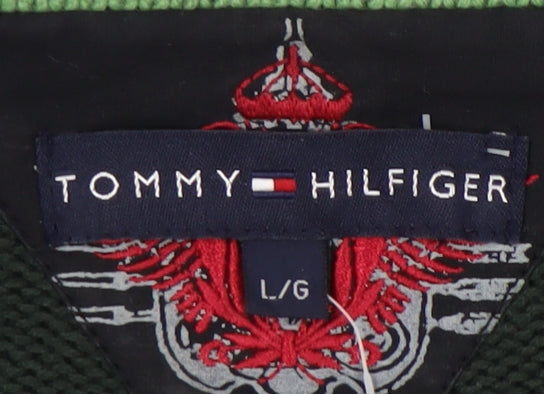 Tommy Hilfiger Men's Green L Striped Pullover Jumper