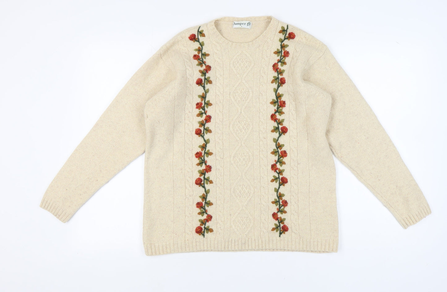 Womens UK Size L Jumper Beige Pullover Jumper