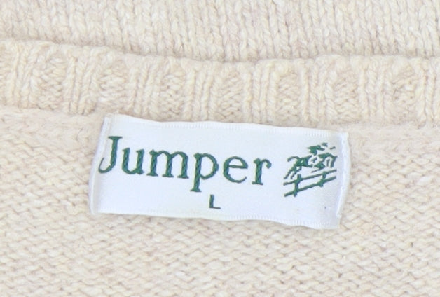 Womens UK Size L Jumper Beige Pullover Jumper