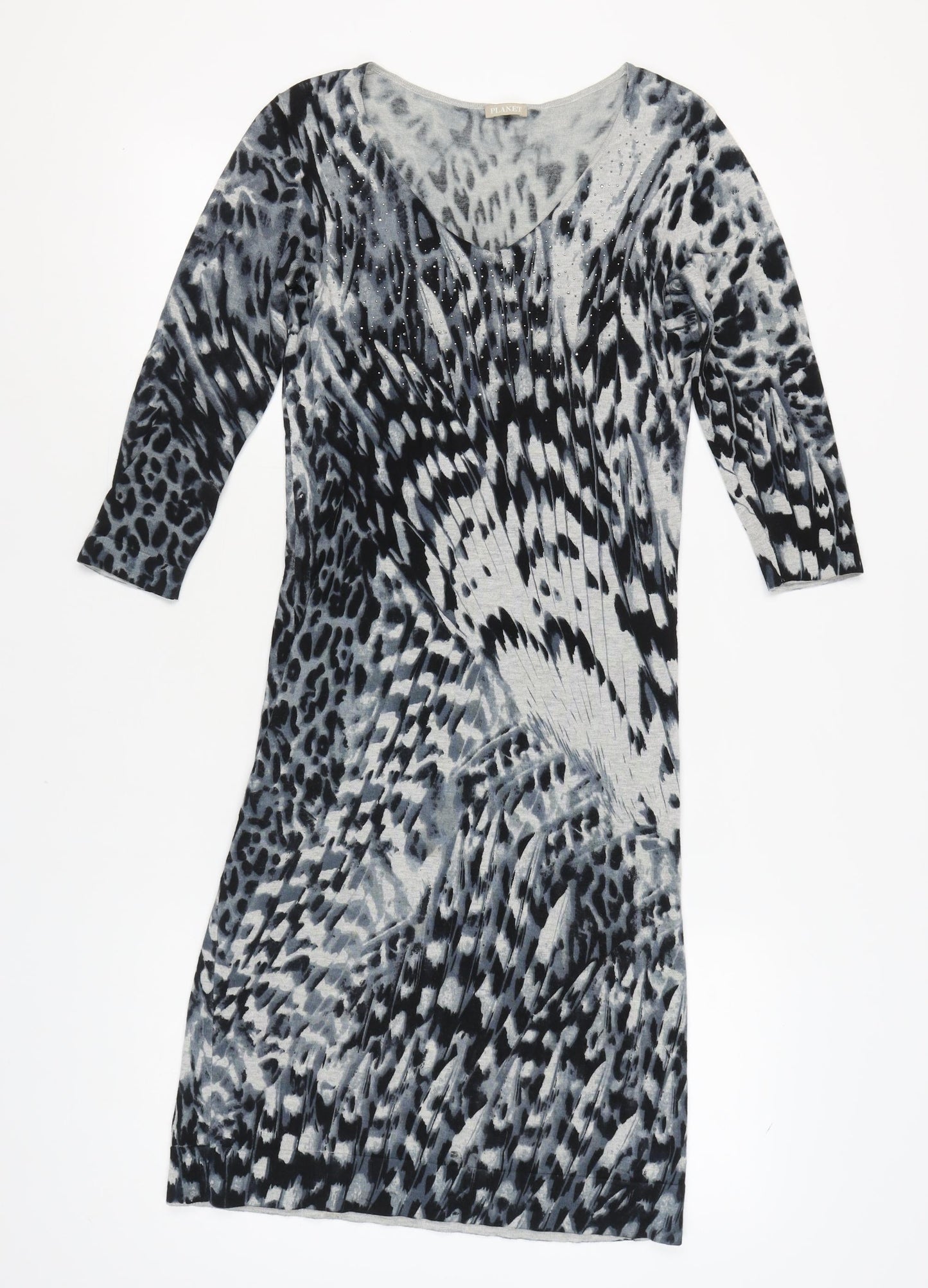 Planet Women's Grey Animal Print Sheath Dress XS