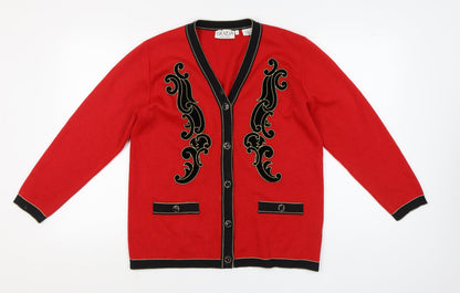 Grazia Women's Red Cardigan V-Neck Size 14