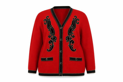 Grazia Women's Red Cardigan V-Neck Size 14