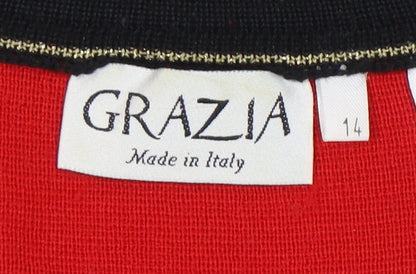 Grazia Women's Red Cardigan V-Neck Size 14