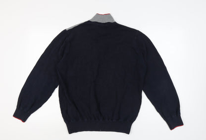 XL Grey & Black 1/2 Zip Cotton Men's Jumper - M&S