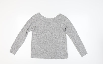 Grey V-Neck Women's Knit Sweater - Size 12