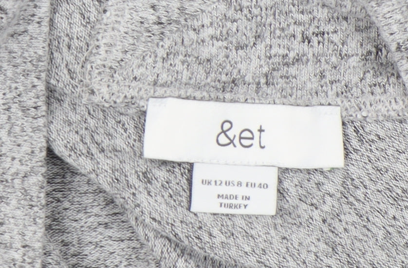 Grey V-Neck Women's Knit Sweater - Size 12