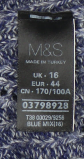 Womens UK Size 16 Marks and Spencer Blue Pullover Jumper