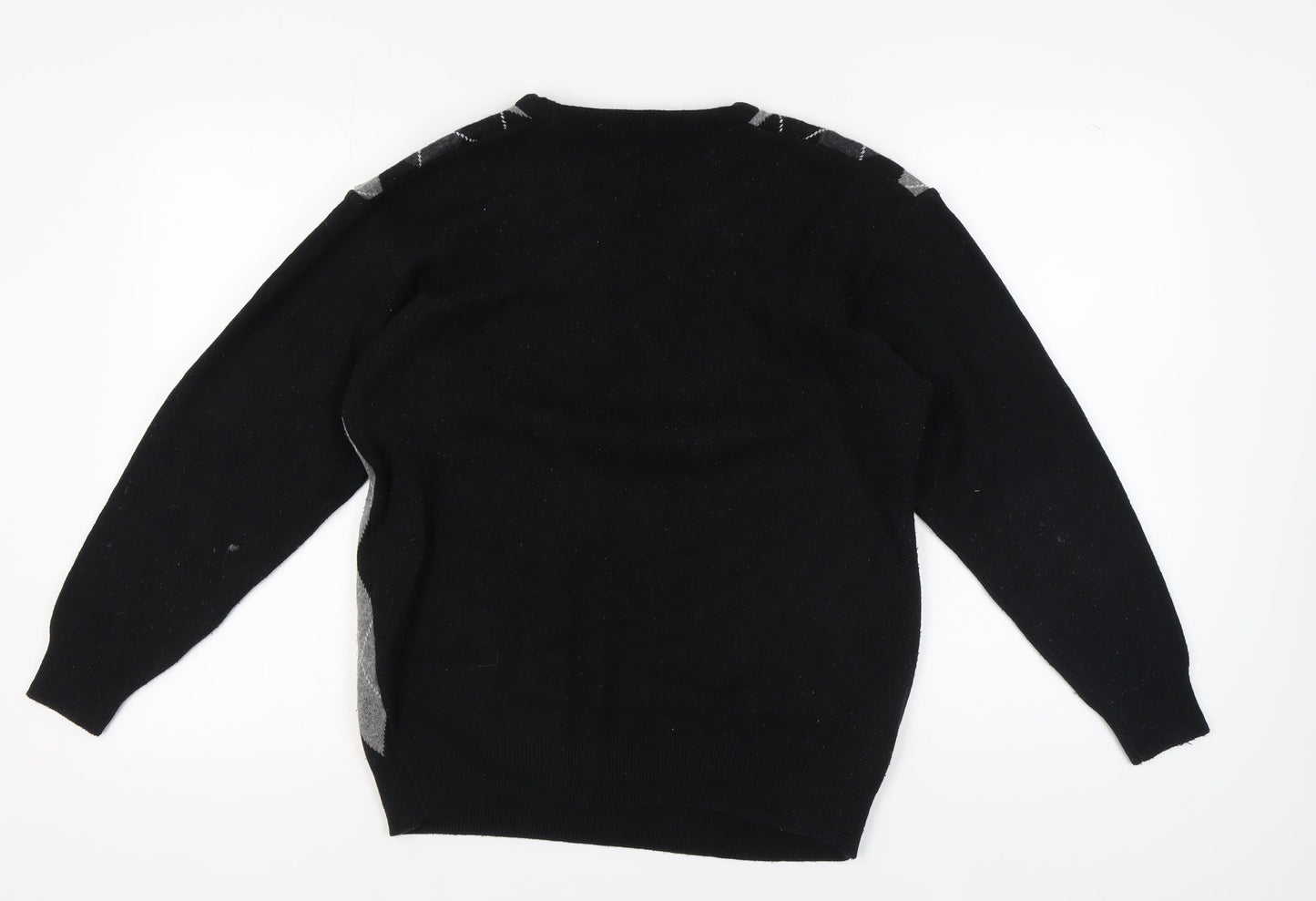 Greenwoods Men's Black M Argyle Pullover Jumper