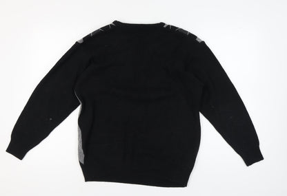 Greenwoods Men's Black M Argyle Pullover Jumper