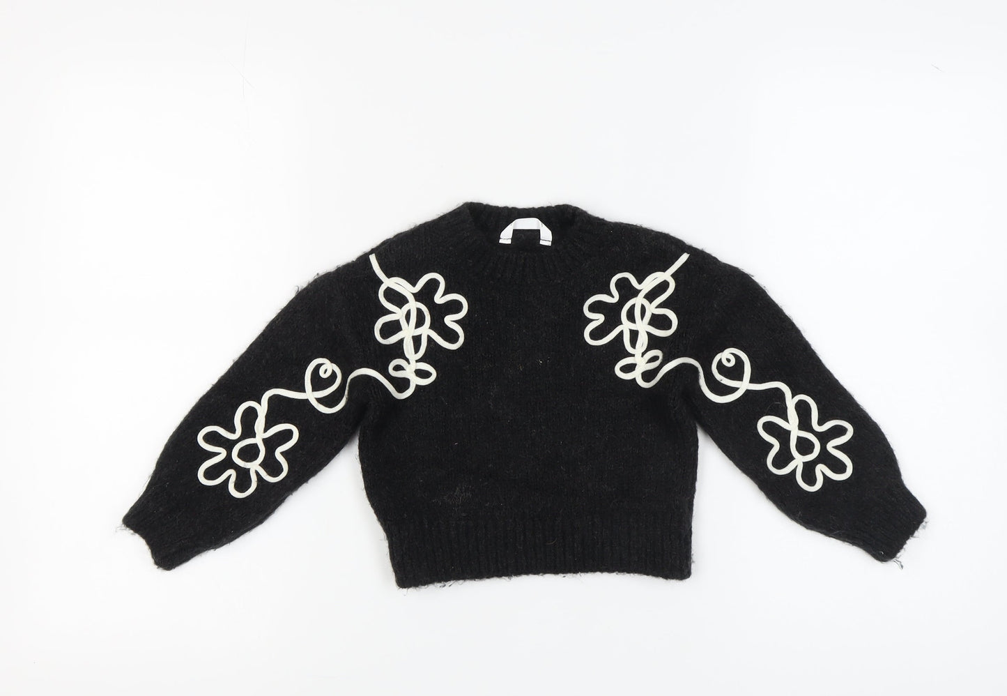 Marks and Spencer Girls Black Wool Pullover Jumper 4-5 Years