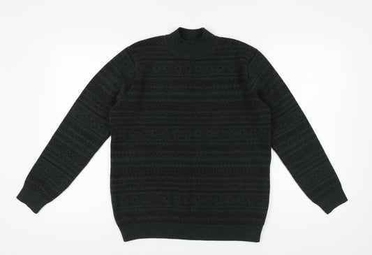 Trendyol Men's Green Pullover Jumper, Size L, Winter Knit
