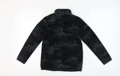Uniqlo Boys Black Camouflage Zip Jacket, Size 12 Years