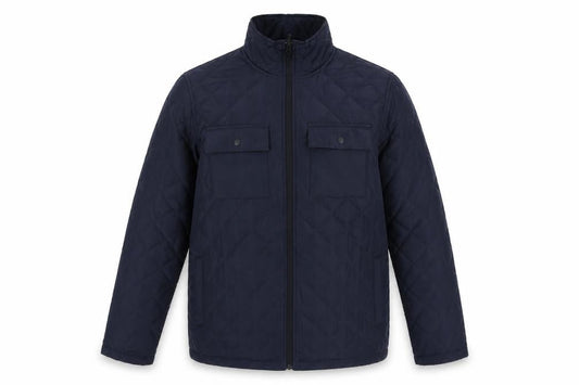 Front view of Crivit Men's L Blue Quilted Jacket - Casual Autumn Style