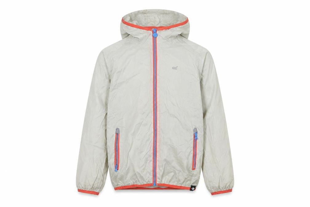 Front view of Regatta boys’ beige windbreaker jacket 7-8 years