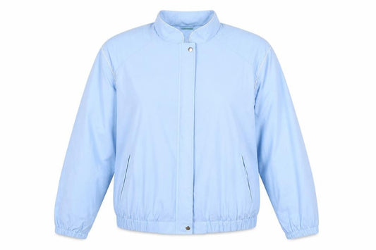 Front view of Canda Women's Blue Relaxed Cotton Jacket, size 18