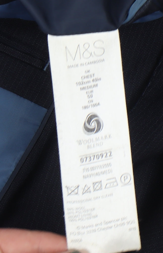 Mens UK Size 40 Marks and Spencer Regular Blue Suit Jacket