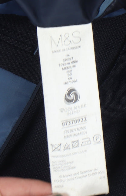 Mens UK Size 40 Marks and Spencer Regular Blue Suit Jacket