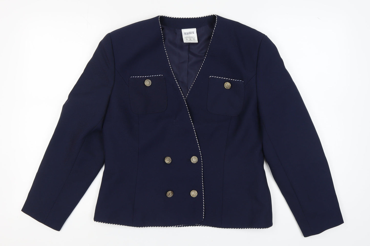 Eastex Women's Blue Double-Breasted Suit Jacket Size 16