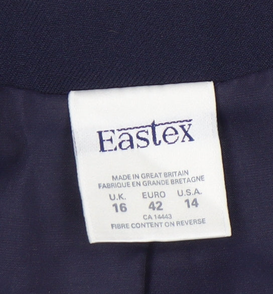 Eastex Women's Blue Double-Breasted Suit Jacket Size 16