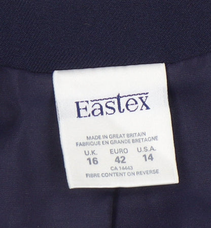 Eastex Women's Blue Double-Breasted Suit Jacket Size 16