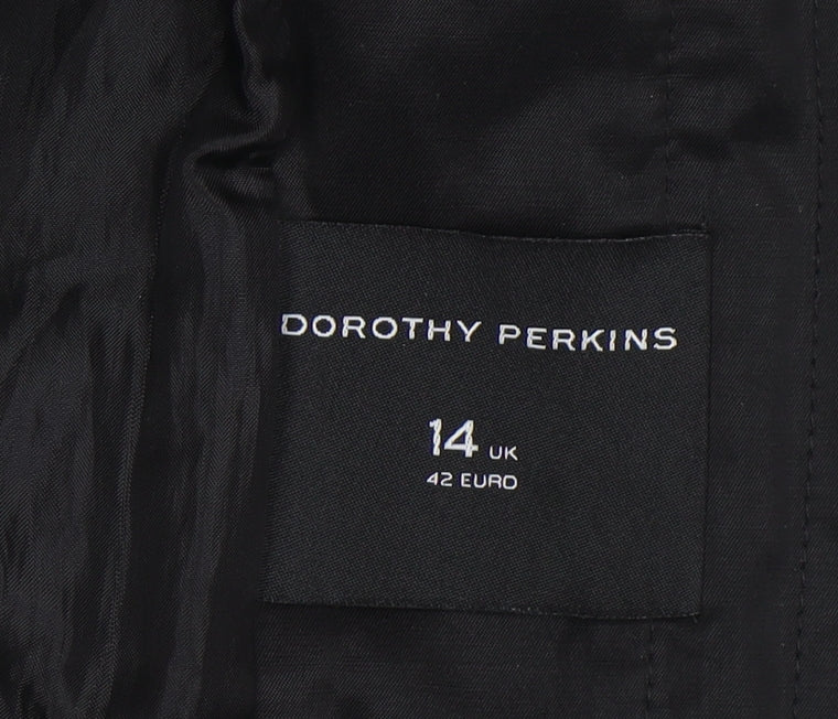 Womens UK Size 14 Dorothy Perkins Black Overcoat