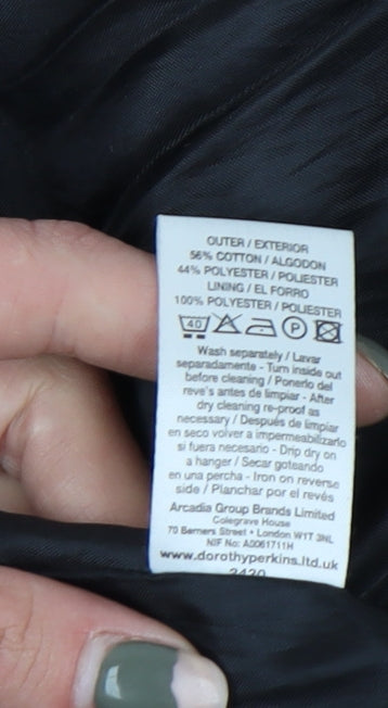Womens UK Size 14 Dorothy Perkins Black Overcoat