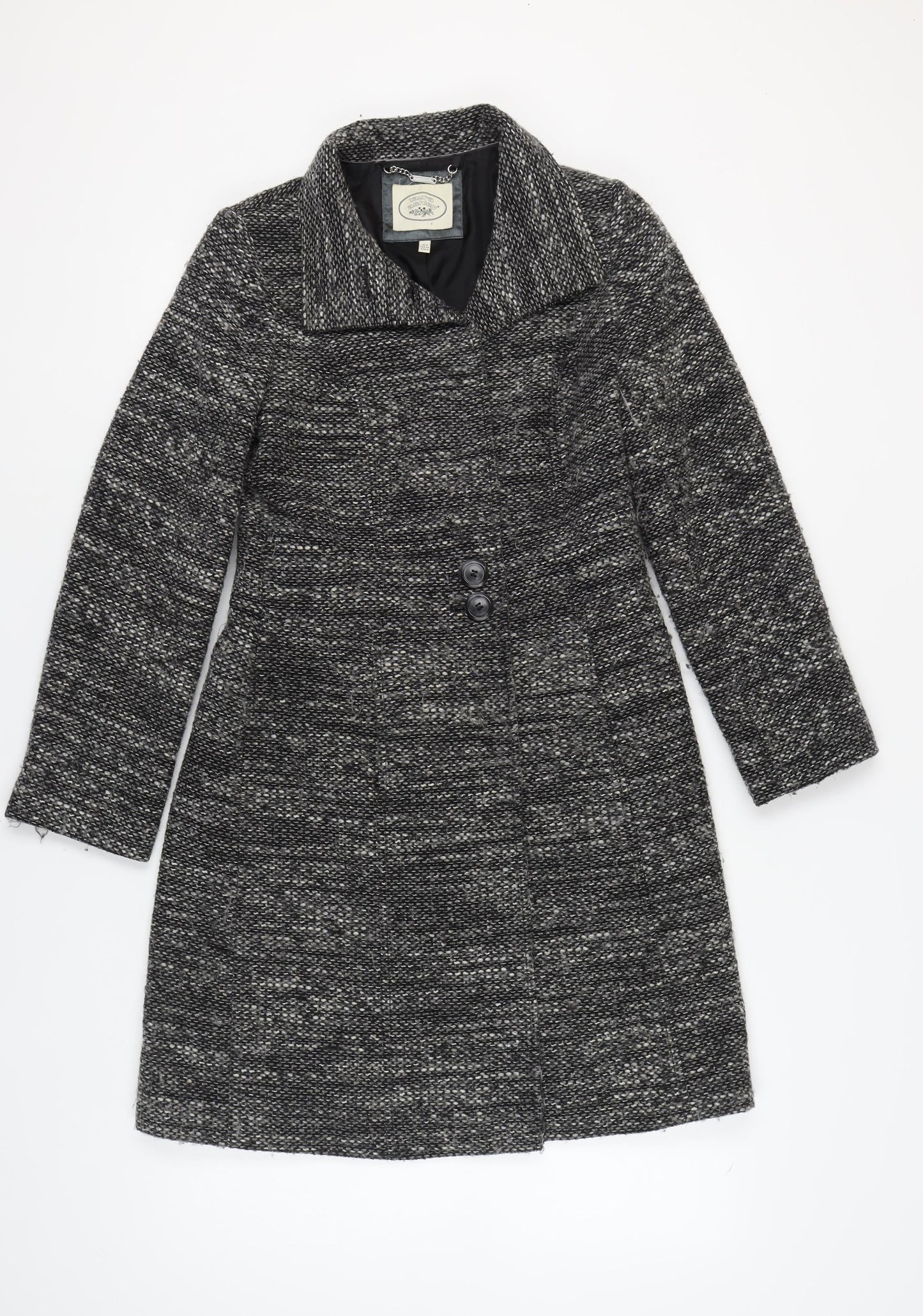 Laura Ashley Women's Grey Overcoat - Size 8 Classic Style